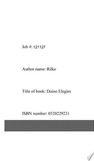 Duino Elegies cover